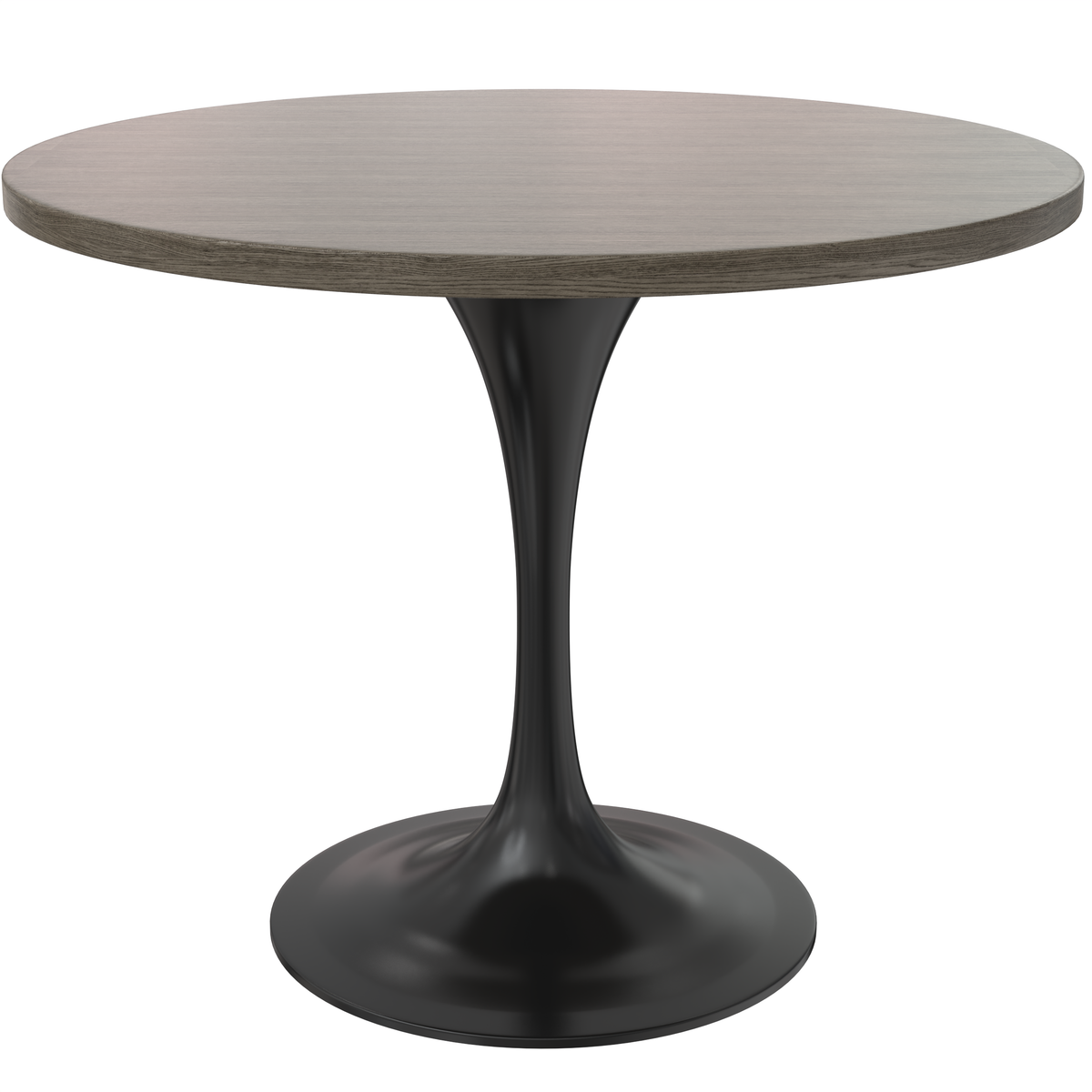 Verve Round Dining Table with MDF/Sintered Stone/Resin Tabletop in Black Stainless Steel Pedestal Base MDF 36 Inch Dark Maple Dining Table Leisuremod