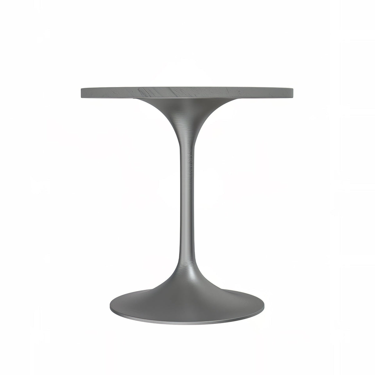 Verve Round Dining Table with MDF/Sintered Stone/Resin Tabletop in Silver Stainless Steel Pedestal Base Resin 27 Inch White Resin Dining Table Leisuremod