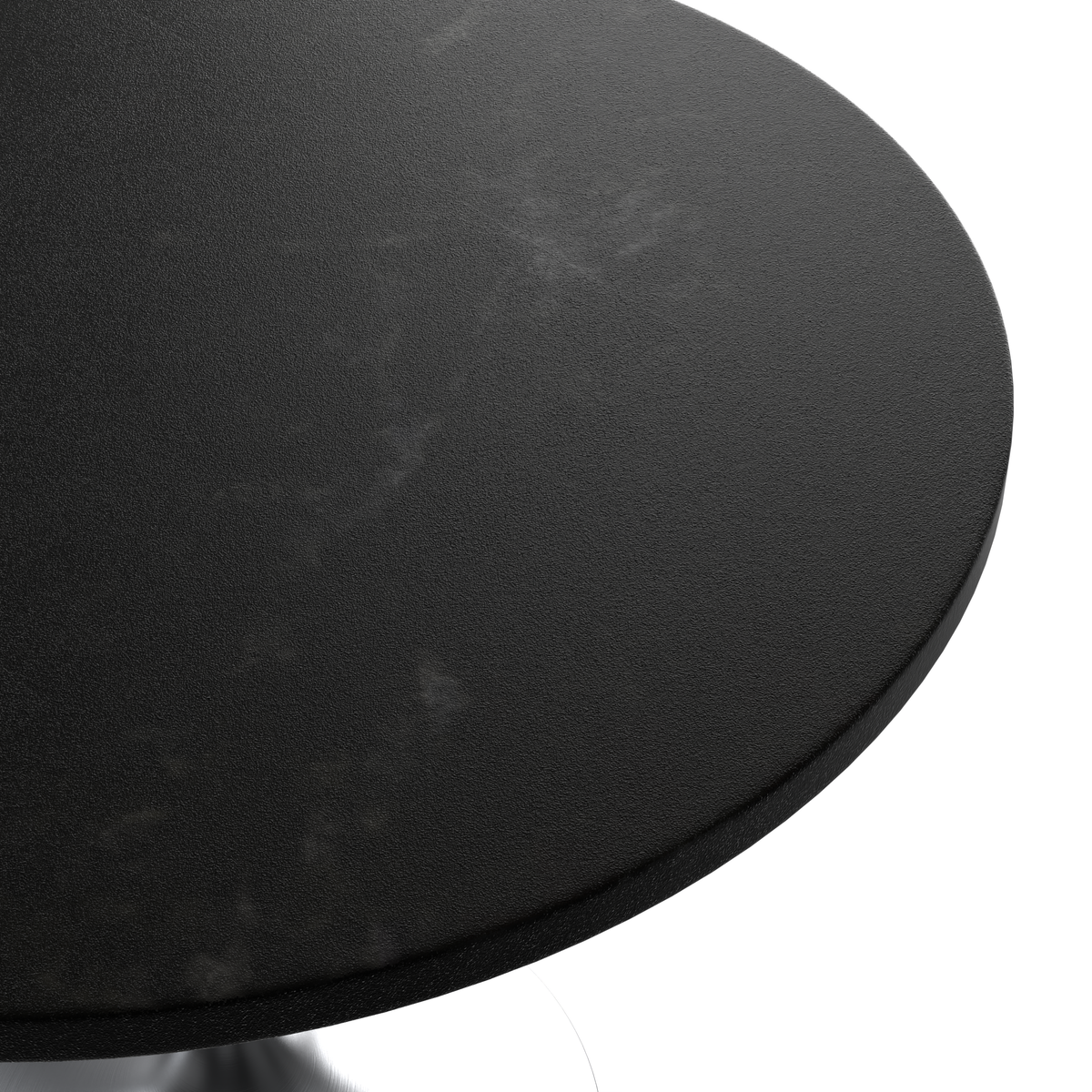 Verve Round Dining Table with MDF/Sintered Stone/Resin Tabletop in Silver Stainless Steel Pedestal Base MDF 36 Inch Black MDF Dining Table Leisuremod