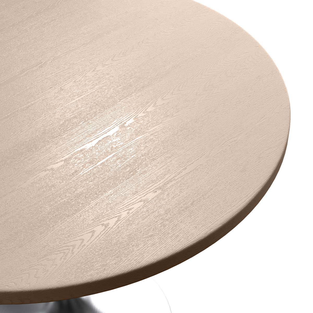 Verve Round Dining Table with MDF/Sintered Stone/Resin Tabletop in Silver Stainless Steel Pedestal Base MDF 36 Inch Natural Wood Dining Table Leisuremod