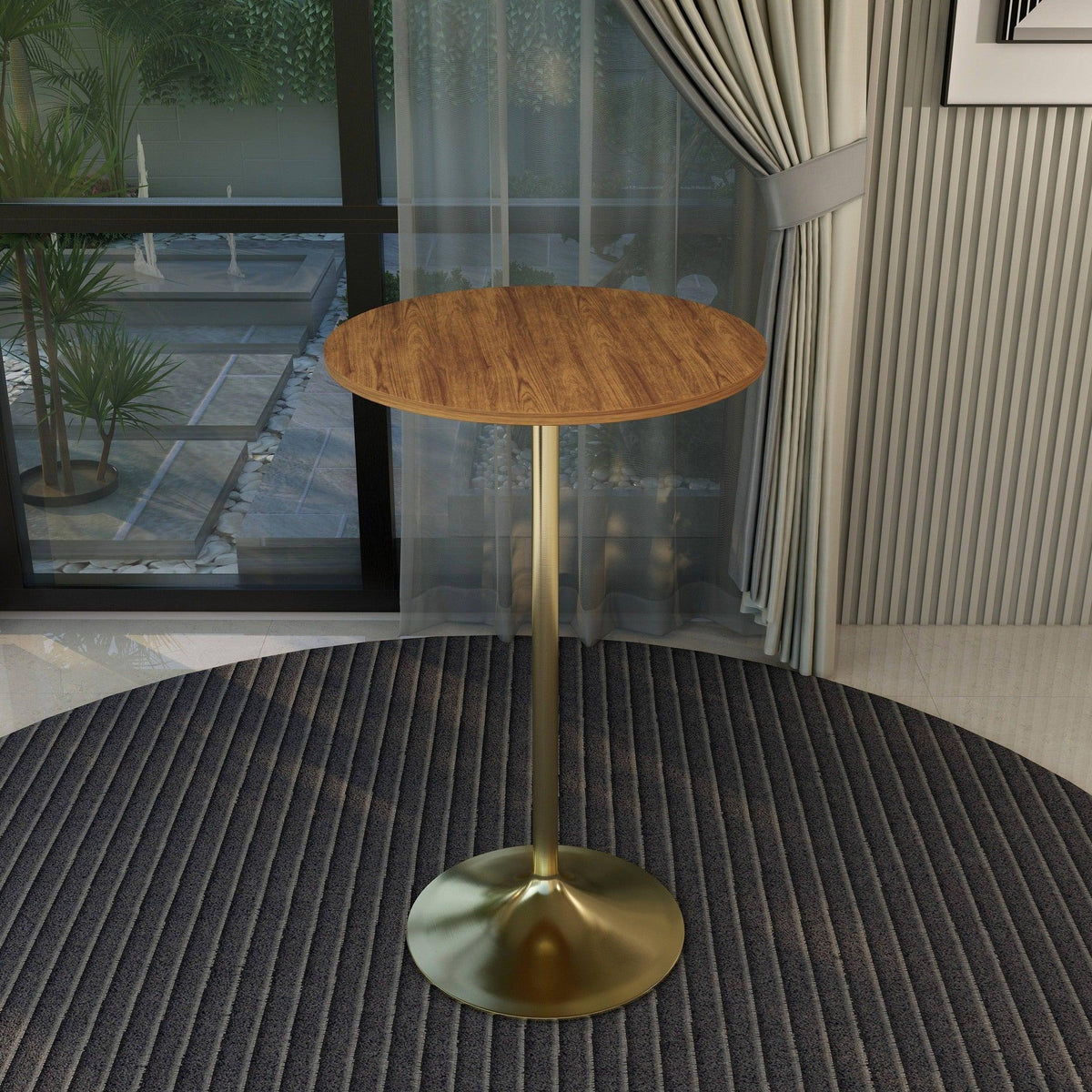 Verve Bar Height Dining Table with 27" Round MDF Top and Gold Stainless Steel Pedestal Base - Elax Furniture
