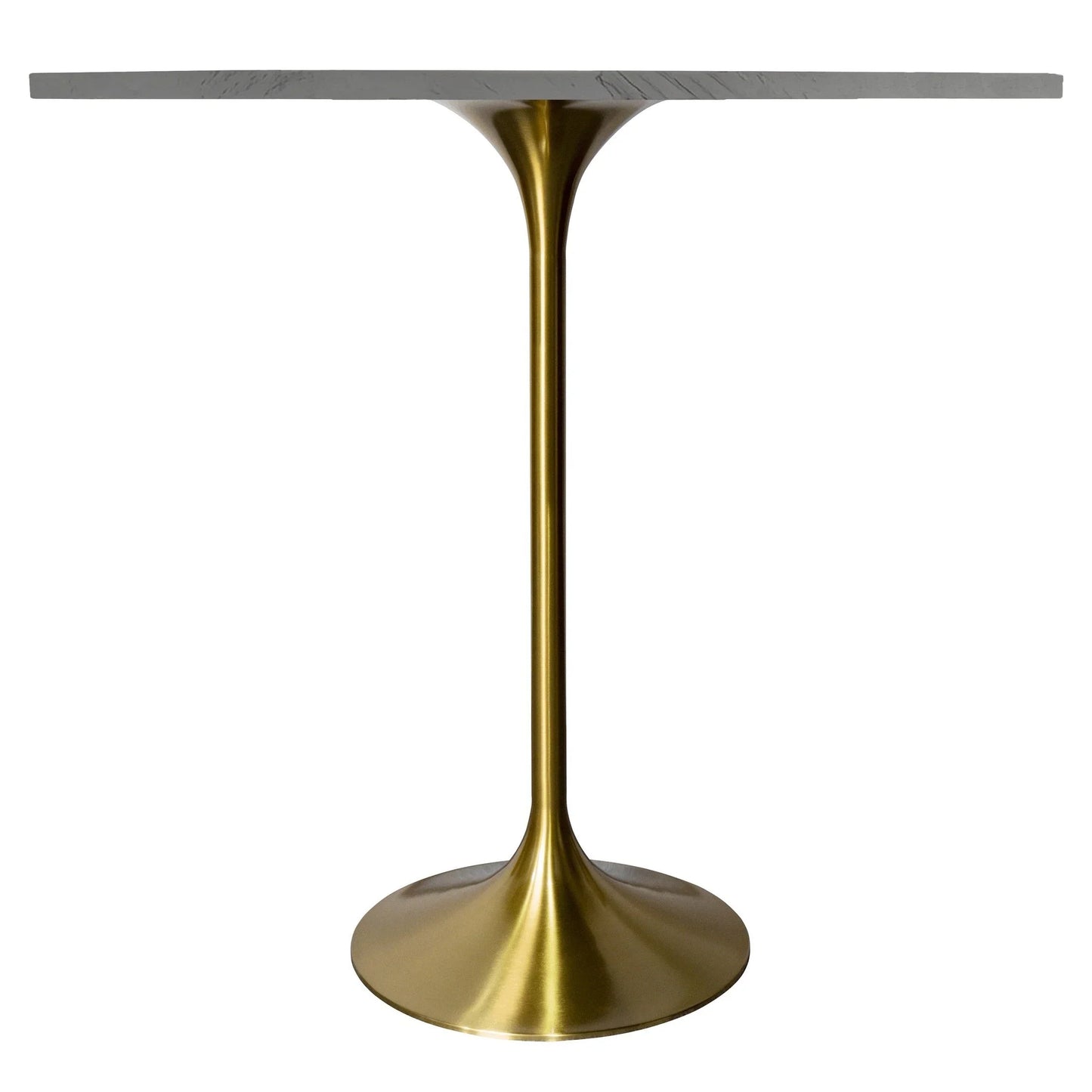 Verve Bar Height Dining Table with Round White Resin Top and Gold Stainless Steel Base - Elax Furniture