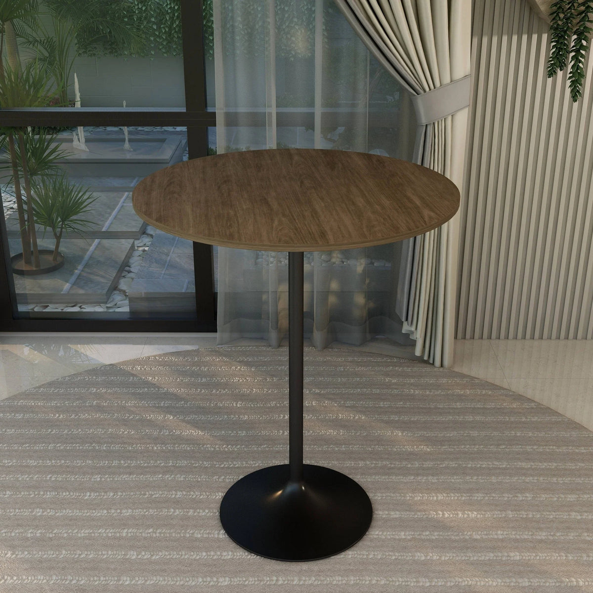 Verve Bar Height Dining Table with 36" Round MDF Top and Black Stainless Steel Pedestal Base - Elax Furniture