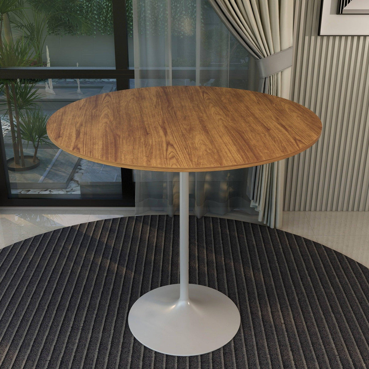 Verve Bar Height Dining Table with 48" Round MDF Top and White Stainless Steel Pedestal Base - Elax Furniture