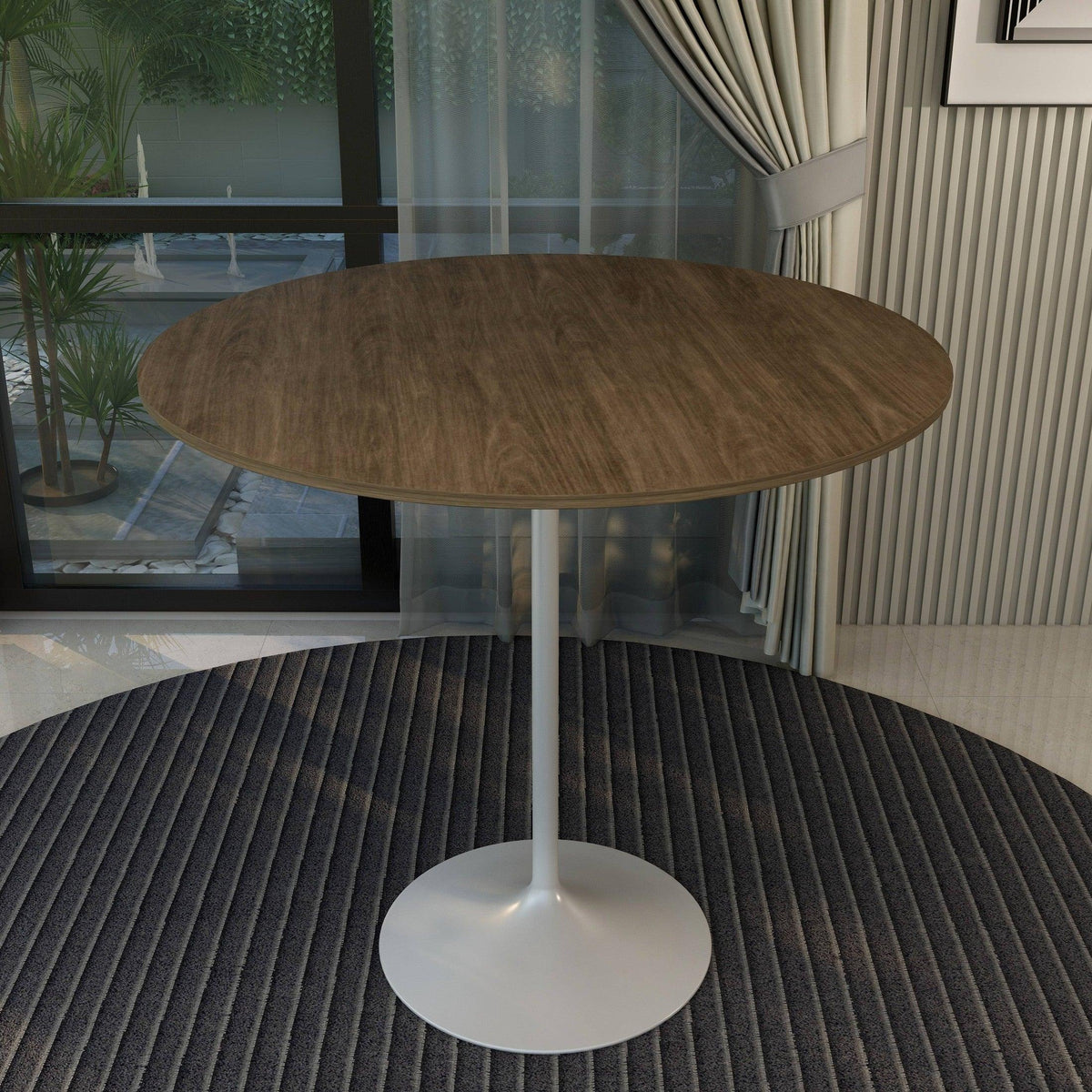 Verve Bar Height Dining Table with 48" Round MDF Top and White Stainless Steel Pedestal Base - Elax Furniture