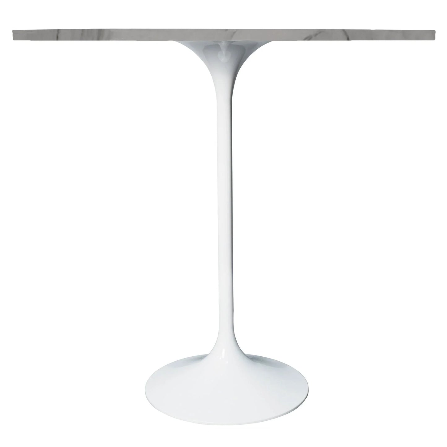 Verve Bar Height Dining Table with 48" Round Sintered Stone Top and White Stainless Steel Base - Elax Furniture