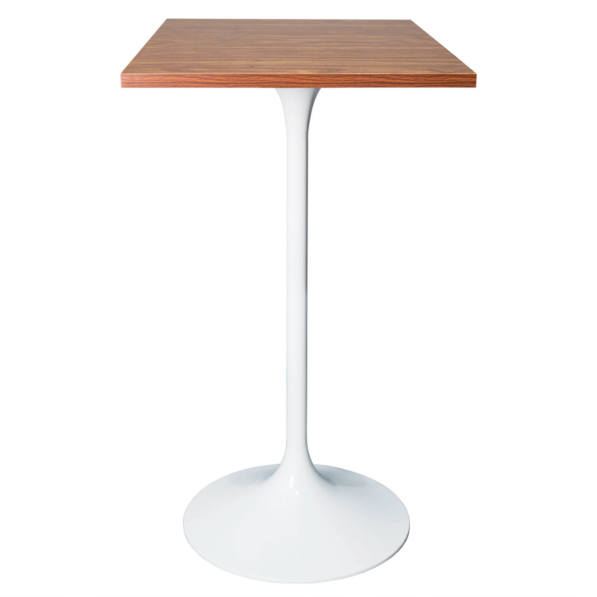 LeisureMod Verve 24" Square Top Bar Height Table, Brushed Gold/Black/White Stainless Steel Base with MDF Table Top - Elax Furniture