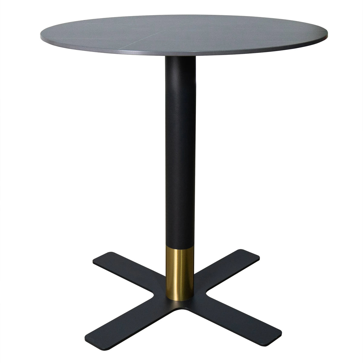 Vail Collection Dining Table Black/Gold X Base With 27"/36" Round BLack Stone Top - Elax Furniture