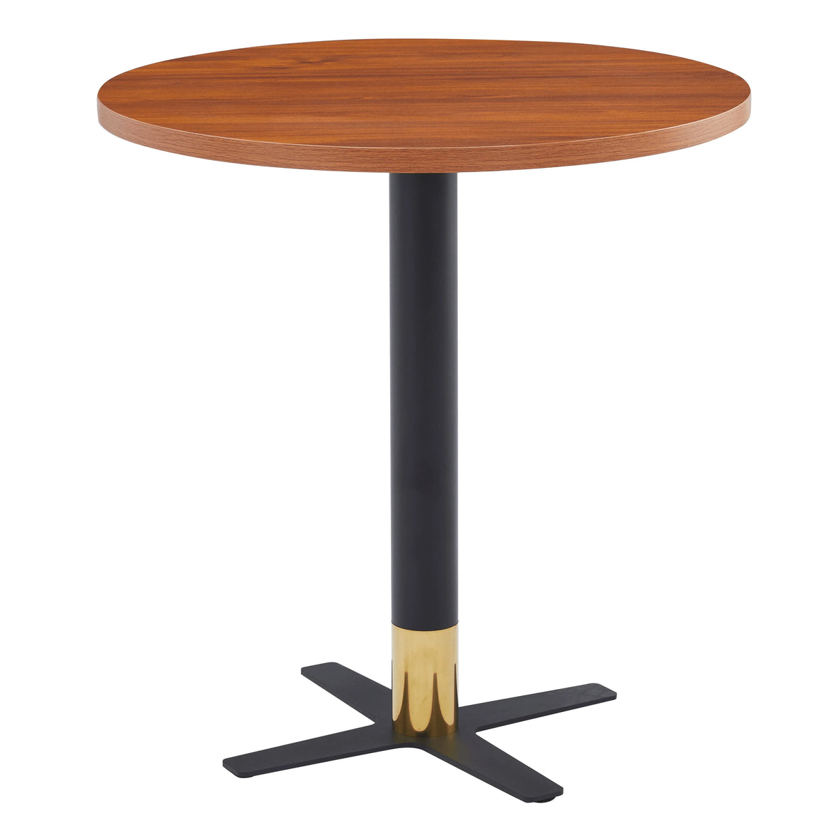 LeisureMod Vail Collection Dining Table Black/Gold X Base With 27"/36" Round Black MDF Top