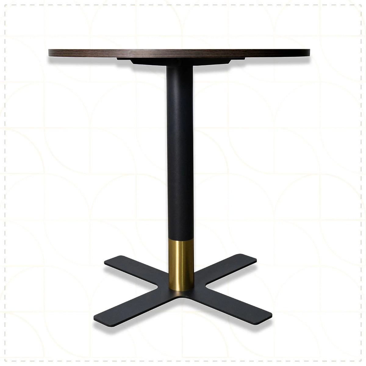 LeisureMod Vail Collection Dining Table Black/Gold X Base With 27"/36" Round Black MDF Top