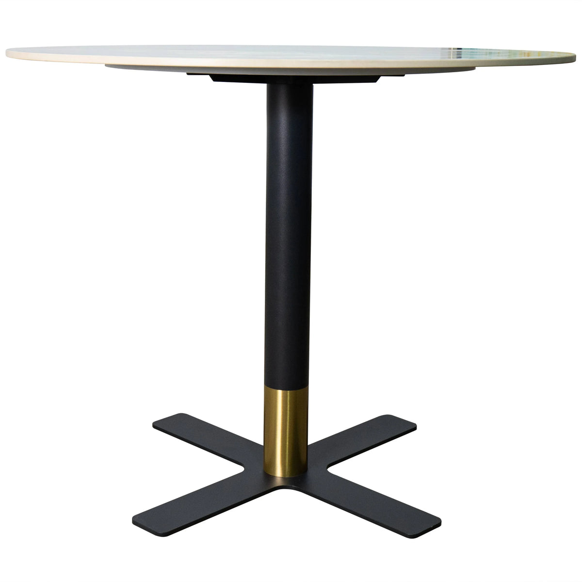 Vail Collection Dining Table Black/Gold X Base With 27"/36" Round BLack Stone Top - Elax Furniture
