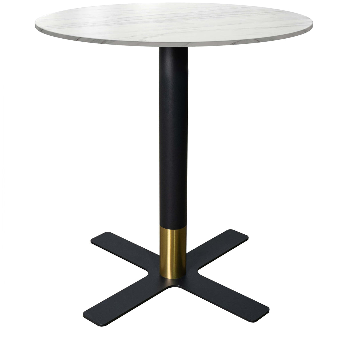Vail Collection Dining Table Black/Gold X Base With 27"/36" Round BLack Stone Top - Elax Furniture