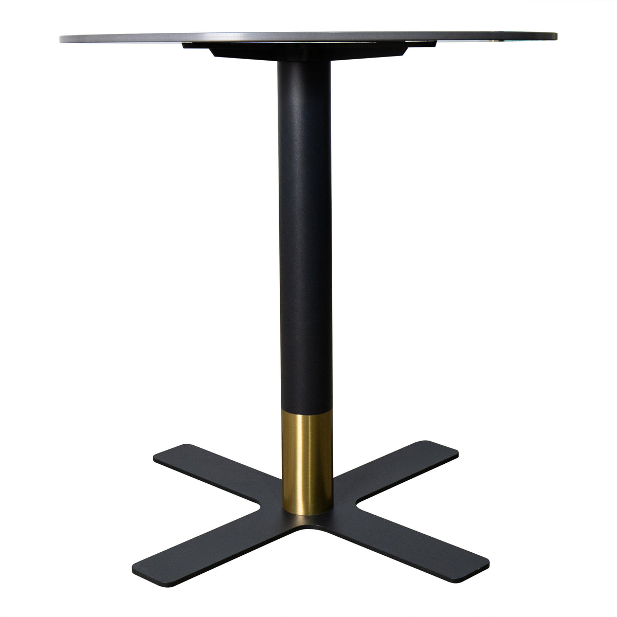 Vail Collection Dining Table Black/Gold X Base With Round MDF Wood/Sintered Stone Top 36 Inches Black Stone Dining Table Leisuremod