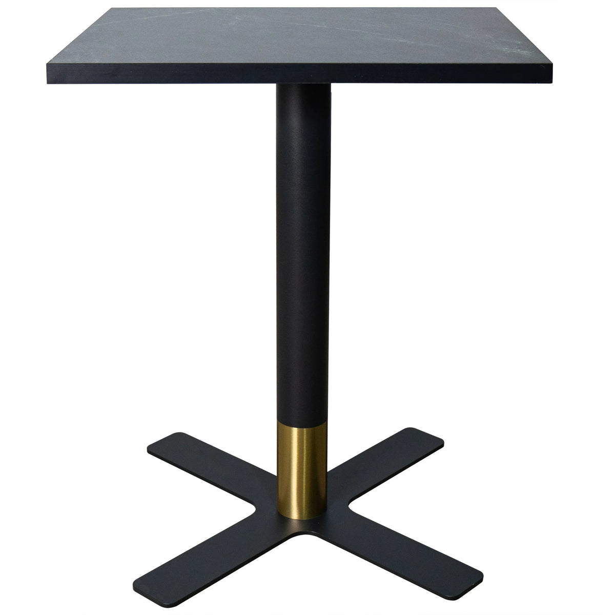 LeisureMod Vail Collection Dining Table Black/Gold X Base With 24" Square MDF Top - Elax Furniture