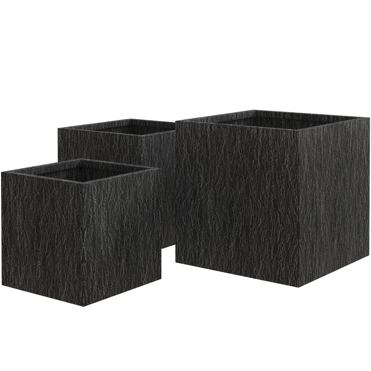 Verdura Modern 3 Piece Square Fiberstone and Clay Planter with Drainage Holes - Elax Furniture