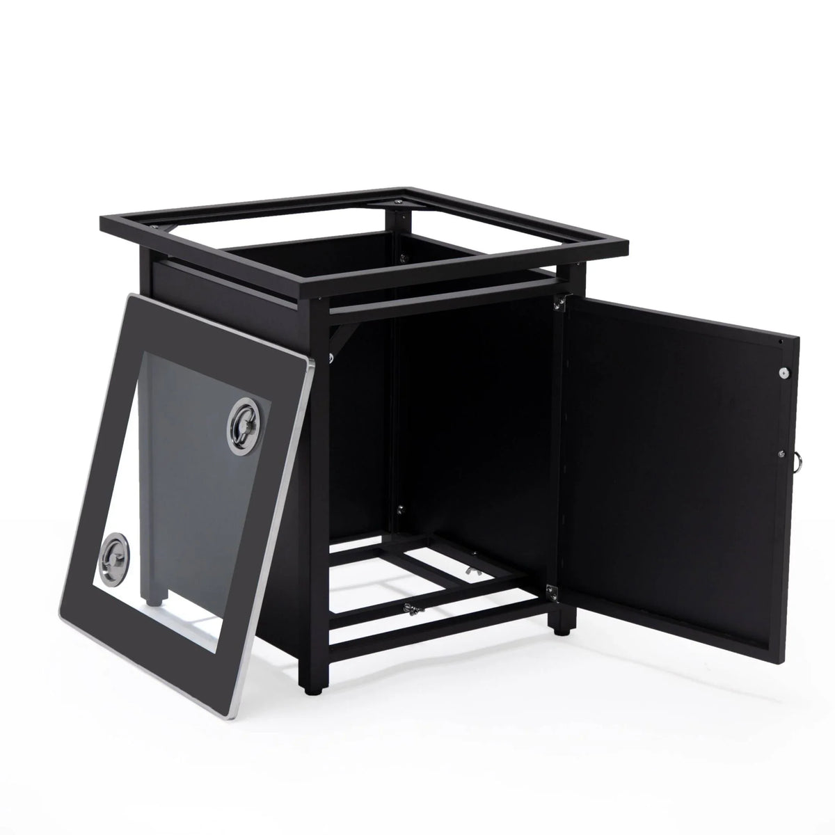 Walbrooke Modern Square Tank Holder Table with Tempered Glass Top and Powder Coated Aluminum - Elax Furniture