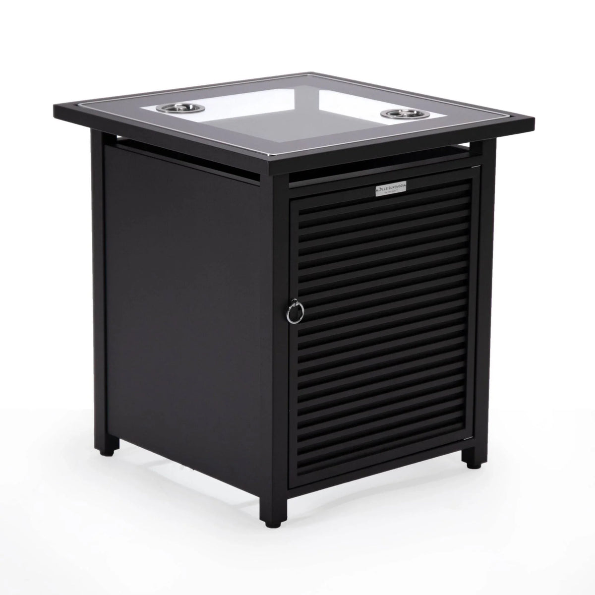Walbrooke Modern Square Tank Holder Table with Tempered Glass Top and Powder Coated Aluminum Slats - Elax Furniture