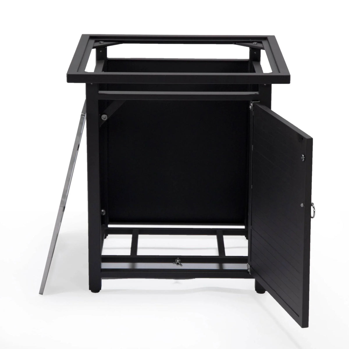 Walbrooke Modern Square Tank Holder Table with Tempered Glass Top and Powder Coated Aluminum Slats - Elax Furniture