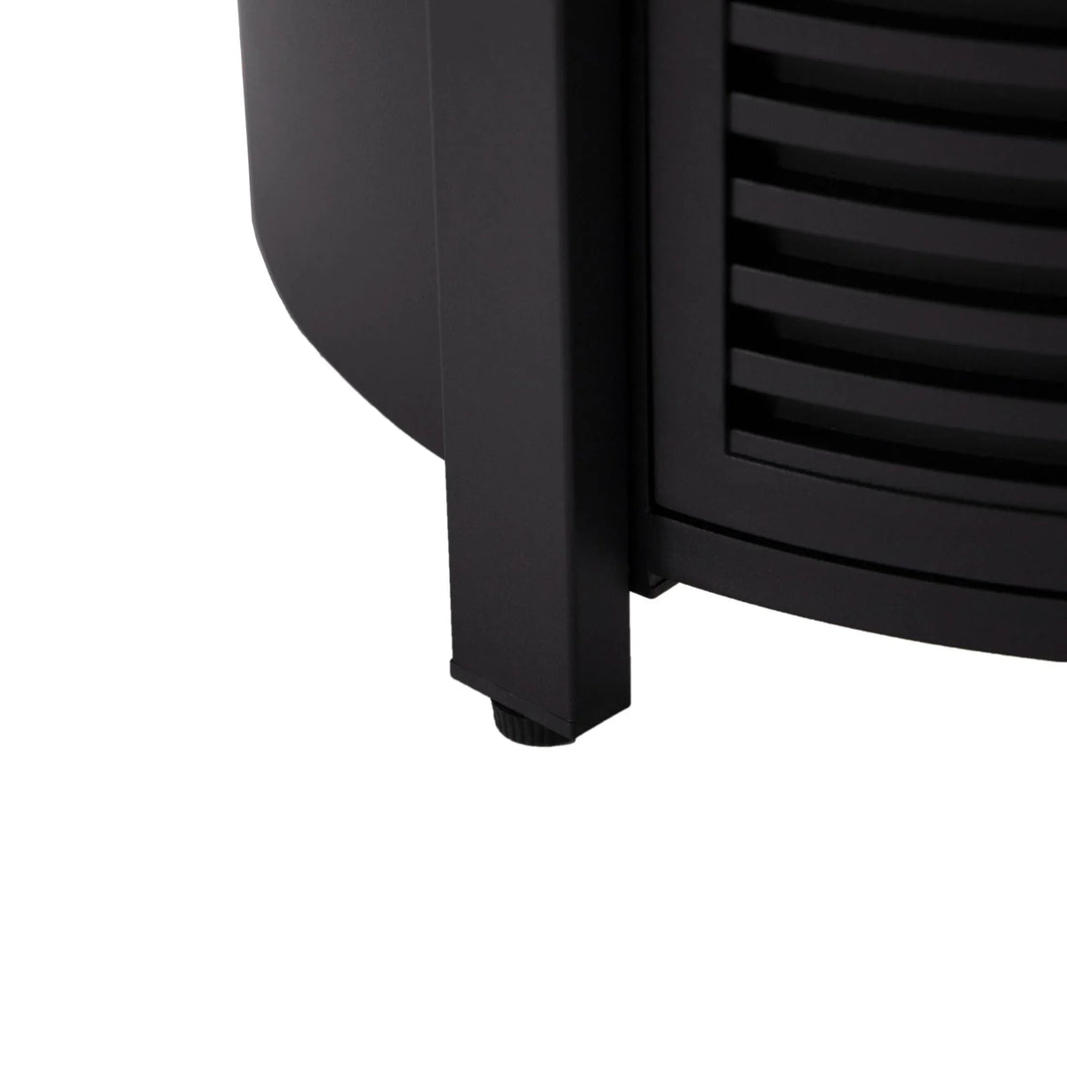 Walbrooke Modern Round Tank Holder Table with Tempered Glass Top and Powder Coated Aluminum Slats Design - Elax Furniture