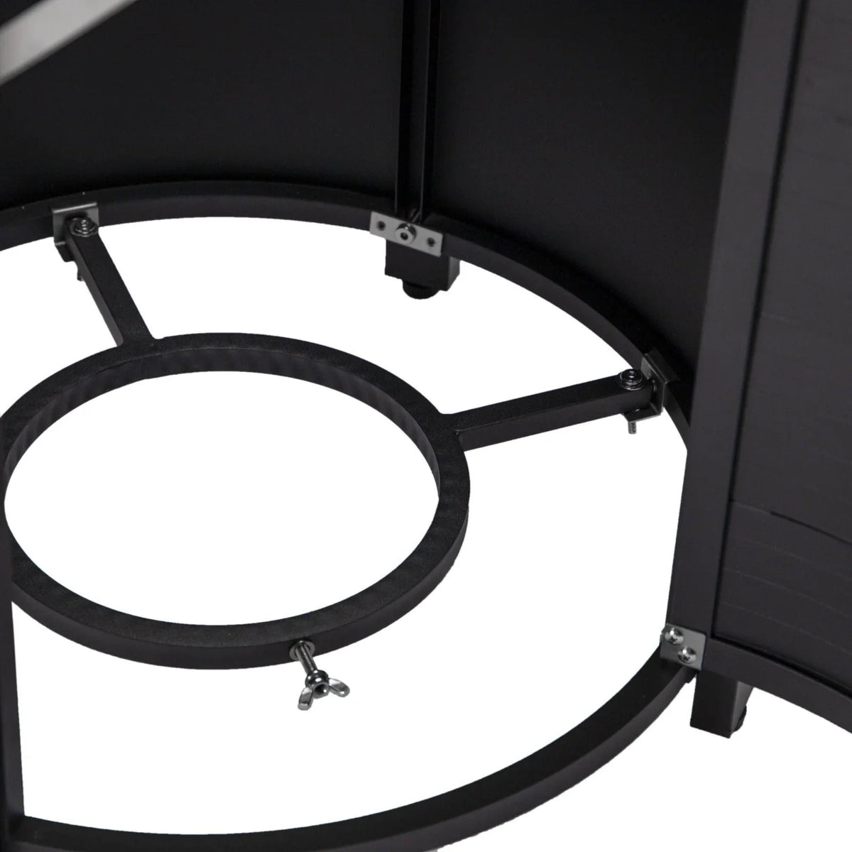 Walbrooke Modern Round Tank Holder Table with Tempered Glass Top and Powder Coated Aluminum Slats Design - Elax Furniture