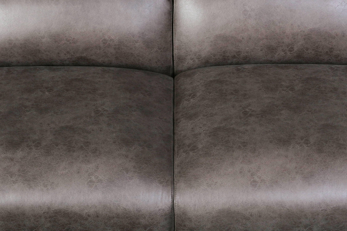 LeisureMod Whisper 4-6 Seater Conversation Set With a Chaise and Ottoman Upholstered in Linen/Leather/Polyester - Elax Furniture