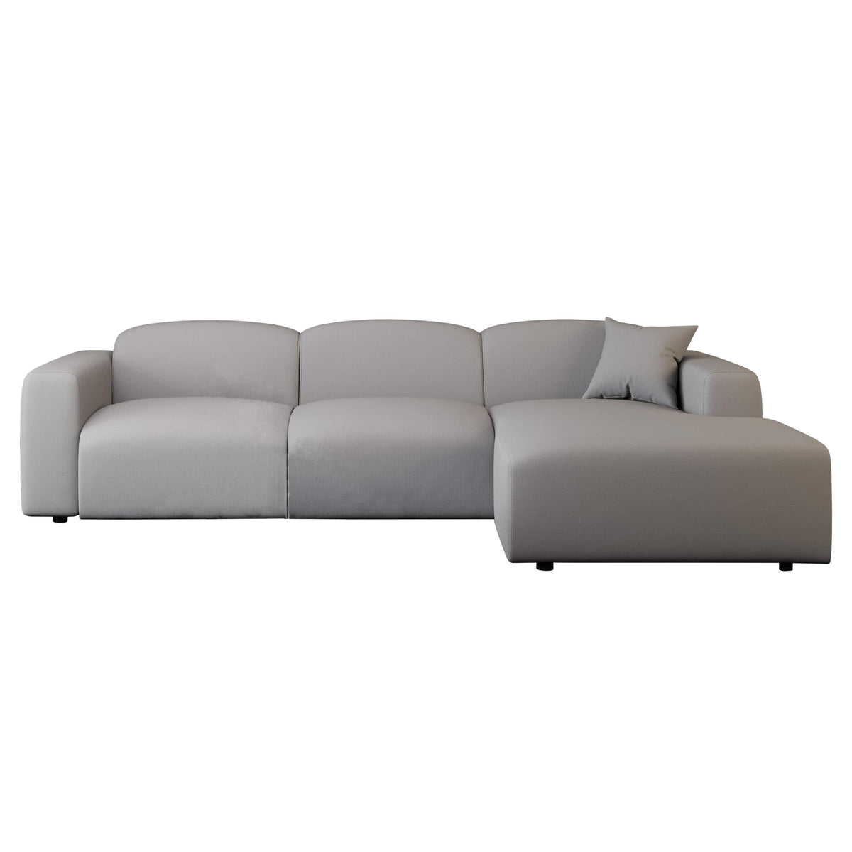 LeisureMod Whisper 4-6 Seater Conversation Set With a Chaise and Ottoman Upholstered in Linen/Leather/Polyester - Elax Furniture