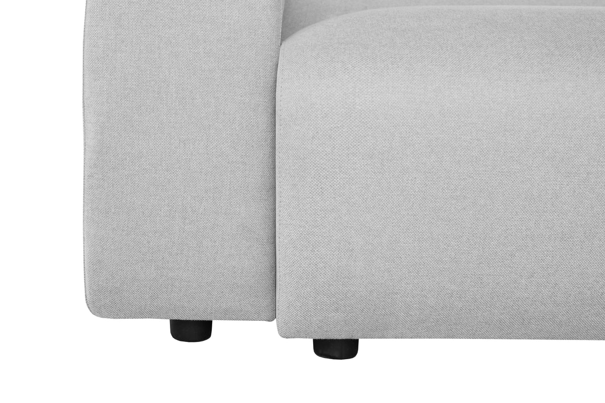 LeisureMod Whisper 4-6 Seater Conversation Set With a Chaise and Ottoman Upholstered in Linen/Leather/Polyester - Elax Furniture