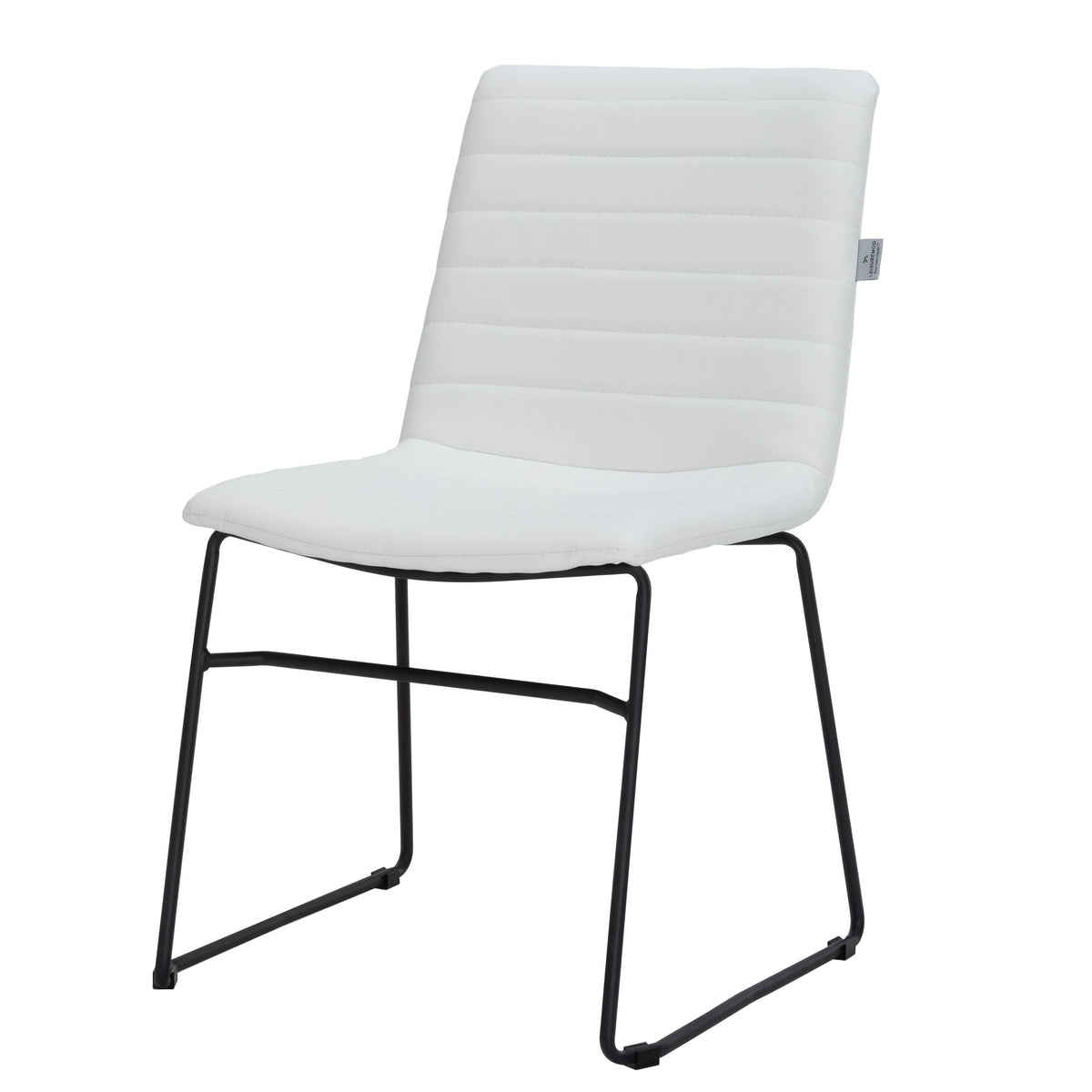 Zylar Leather/Polyester Office Guest Chair with Powder-Coated Stainless Steel Base White Office Chair Leisuremod