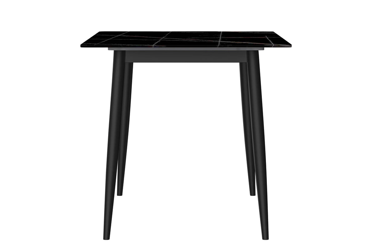 Zayle Modern Dining Table with a Rectangular Glass/Stone Tabletop in Steel - Elax Furniture
