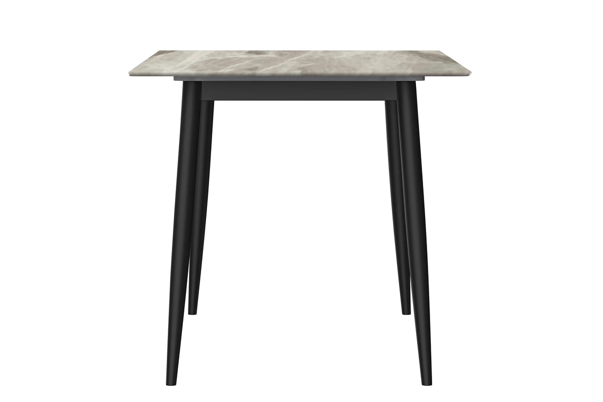 Zayle Modern Dining Table with a Rectangular Glass/Stone Tabletop in Steel - Elax Furniture
