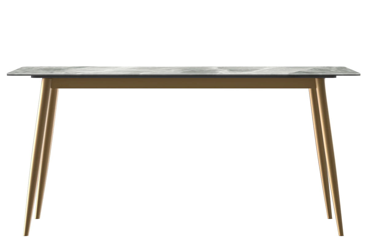 Zayle Modern Dining Table with a Rectangular Glass/Stone Tabletop in Steel - Elax Furniture