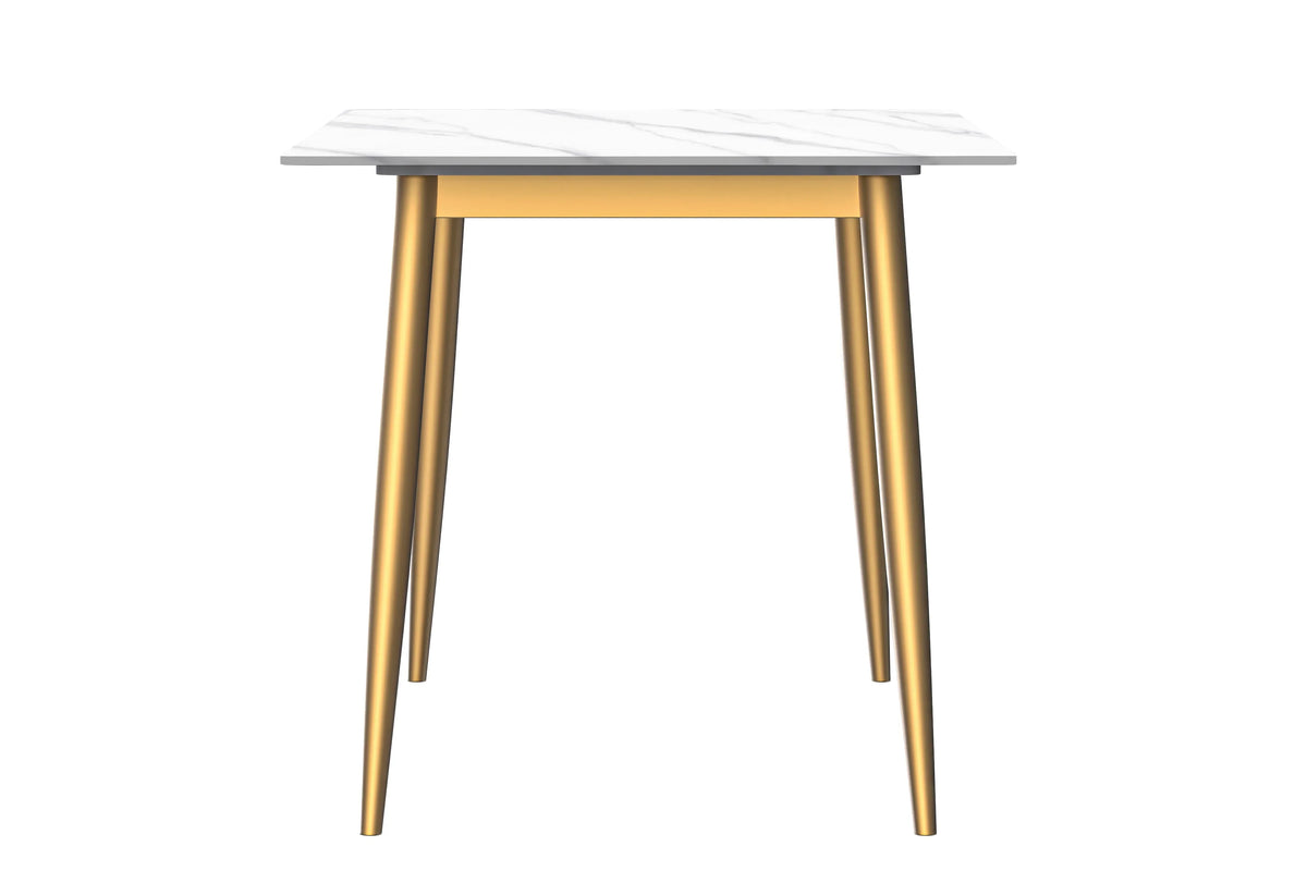 Zayle Modern Dining Table with a Rectangular Glass/Stone Tabletop in Steel - Elax Furniture
