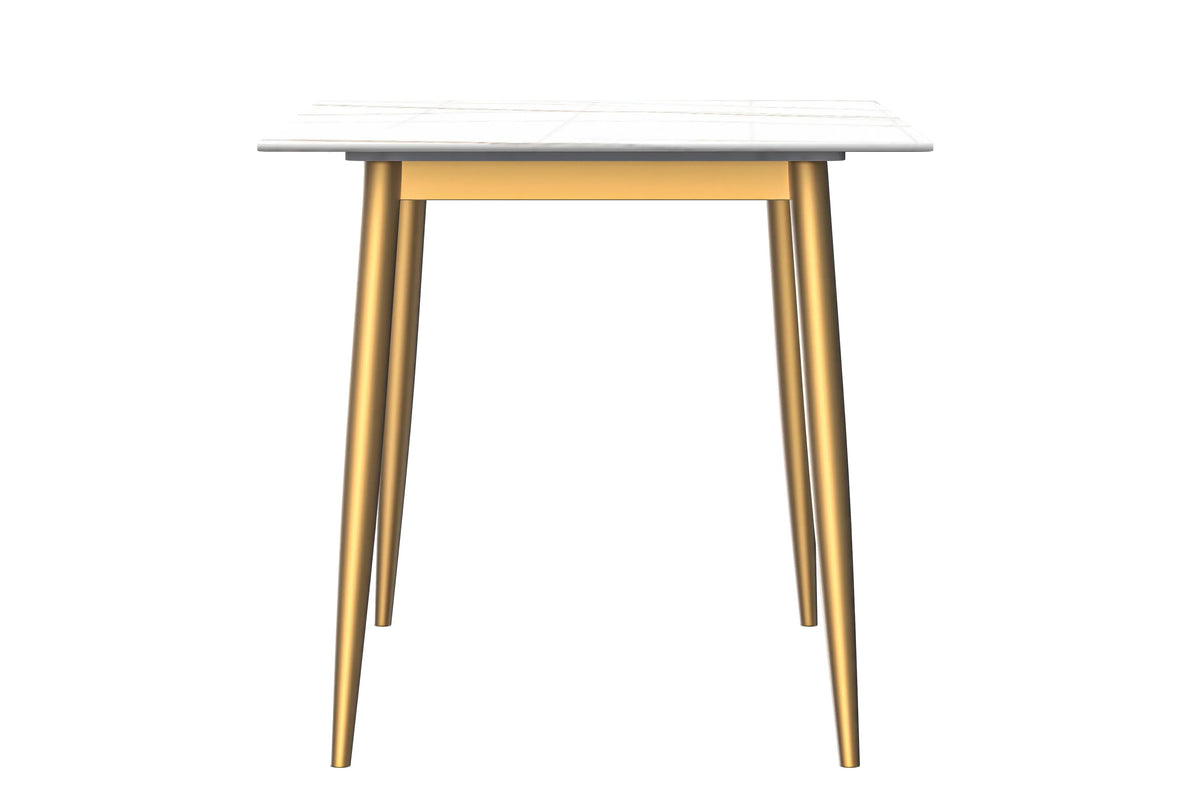 Zayle Modern Dining Table with a Rectangular Glass/Stone Tabletop in Steel - Elax Furniture