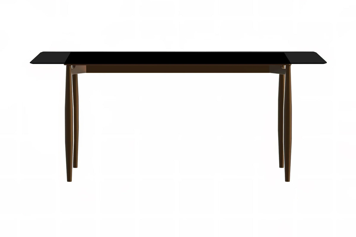 Zinti Dining Table with Glass or Sintered Stone Rectangular Wide Tabletop with Steel Base and Legs - Elax Furniture