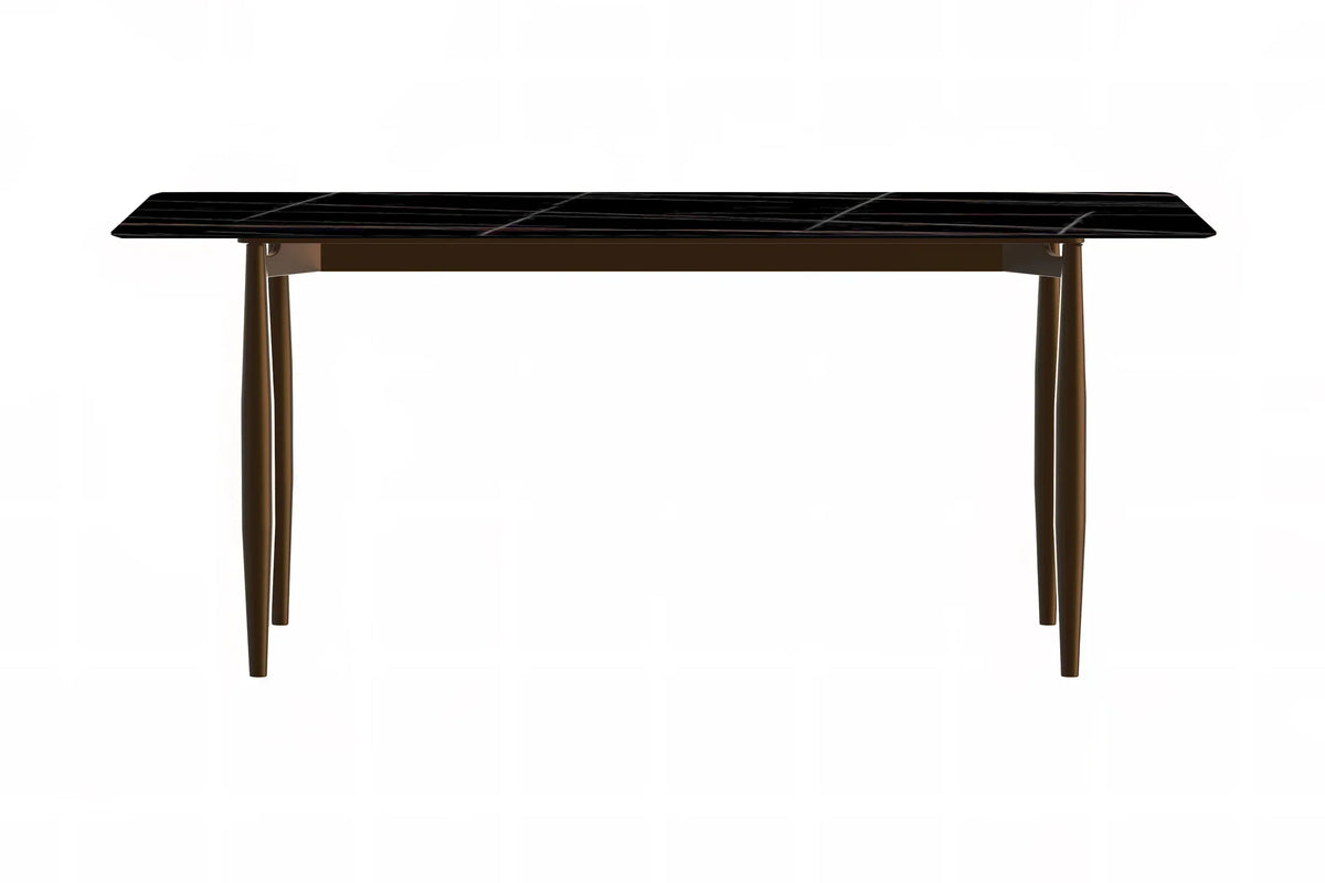Zinti Dining Table with Glass or Sintered Stone Rectangular Wide Tabletop with Steel Base and Legs - Elax Furniture