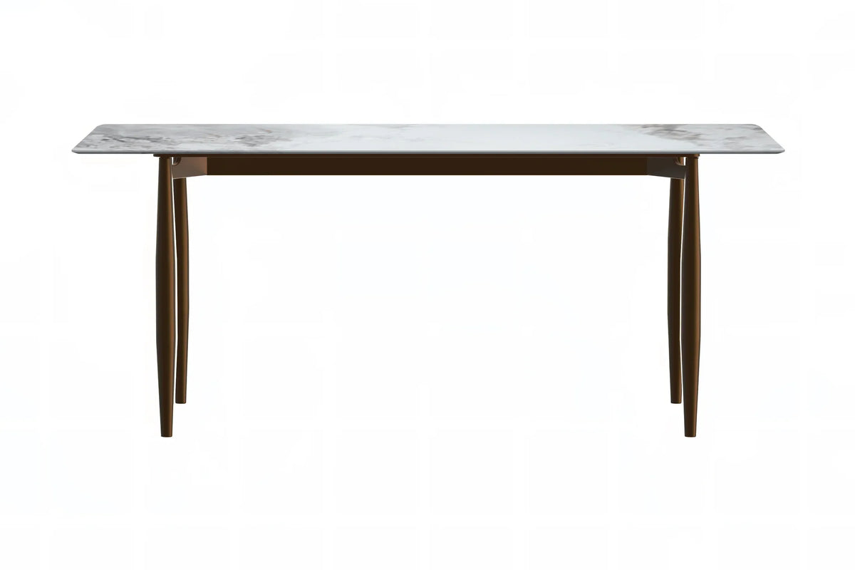 Zinti Dining Table with Glass or Sintered Stone Rectangular Wide Tabletop with Steel Base and Legs - Elax Furniture