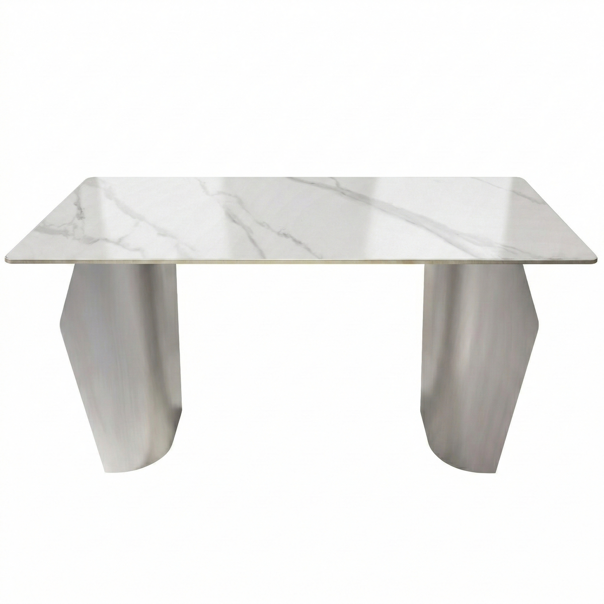 Zelan Dining Table with Rectangular Sintered Stone Tabletop and Stainless Steel Legs