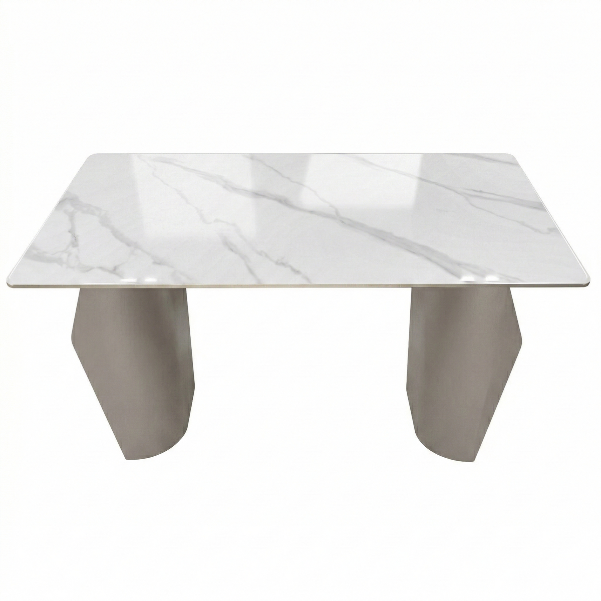 Zelan Dining Table with Rectangular Sintered Stone Tabletop and Stainless Steel Legs