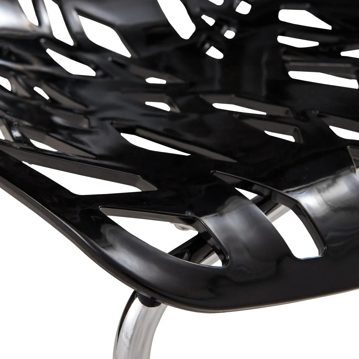 Asbury Polypropylene Dining Side Chair with Forest Cut-Out Design in Chrome - Elax Furniture