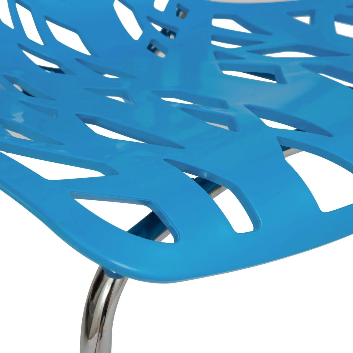 Asbury Polypropylene Dining Side Chair with Forest Cut-Out Design in Chrome - Elax Furniture