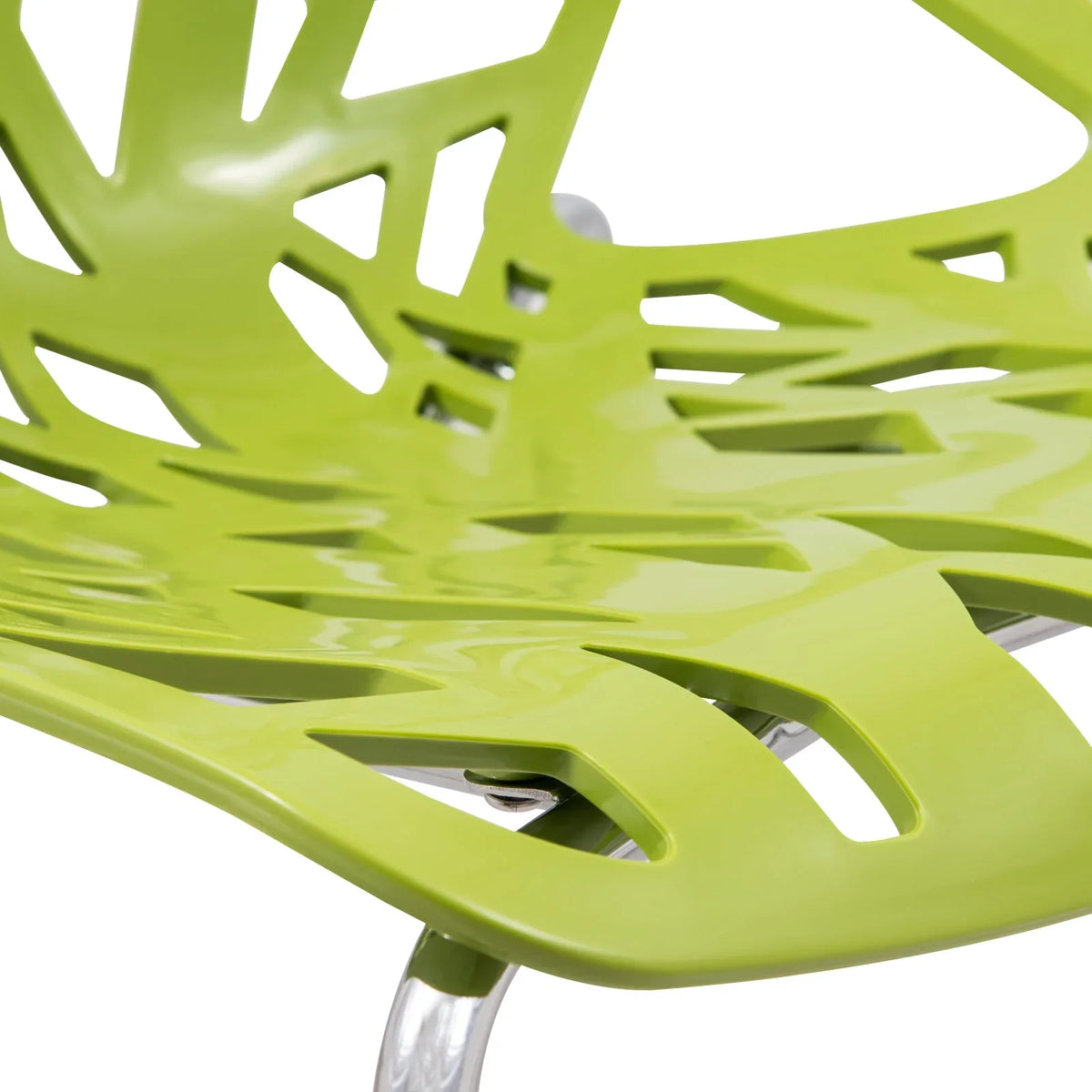 Asbury Polypropylene Dining Side Chair with Forest Cut-Out Design in Chrome - Elax Furniture