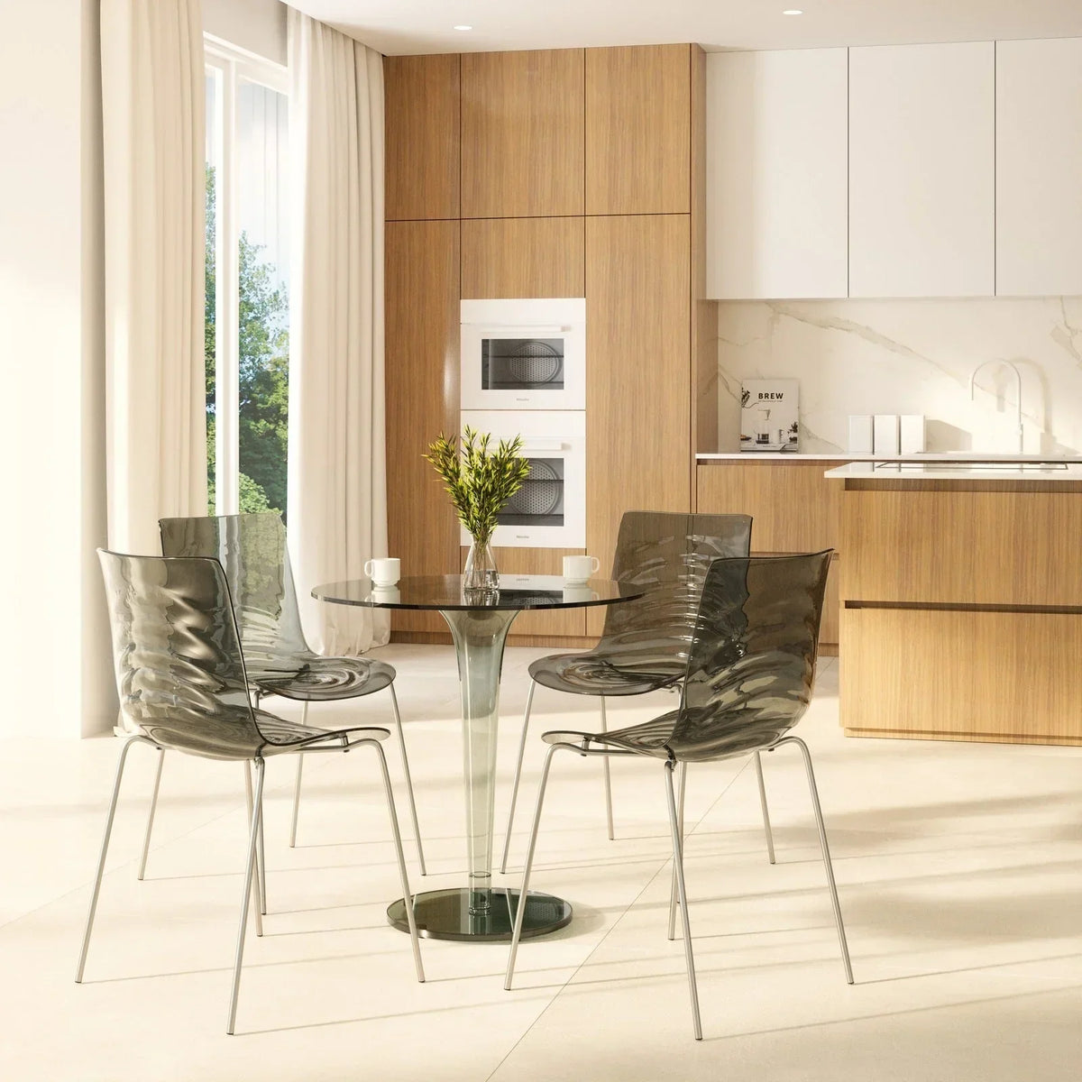 Astor Dining Chair Modern ABS Plastic Side Chair with Stainless-Steel Legs - Elax Furniture
