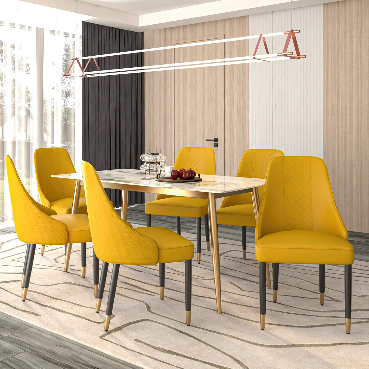 Allure Dining Chairs Fabric/Leather Seat and Back in Oak Wood - Elax Furniture