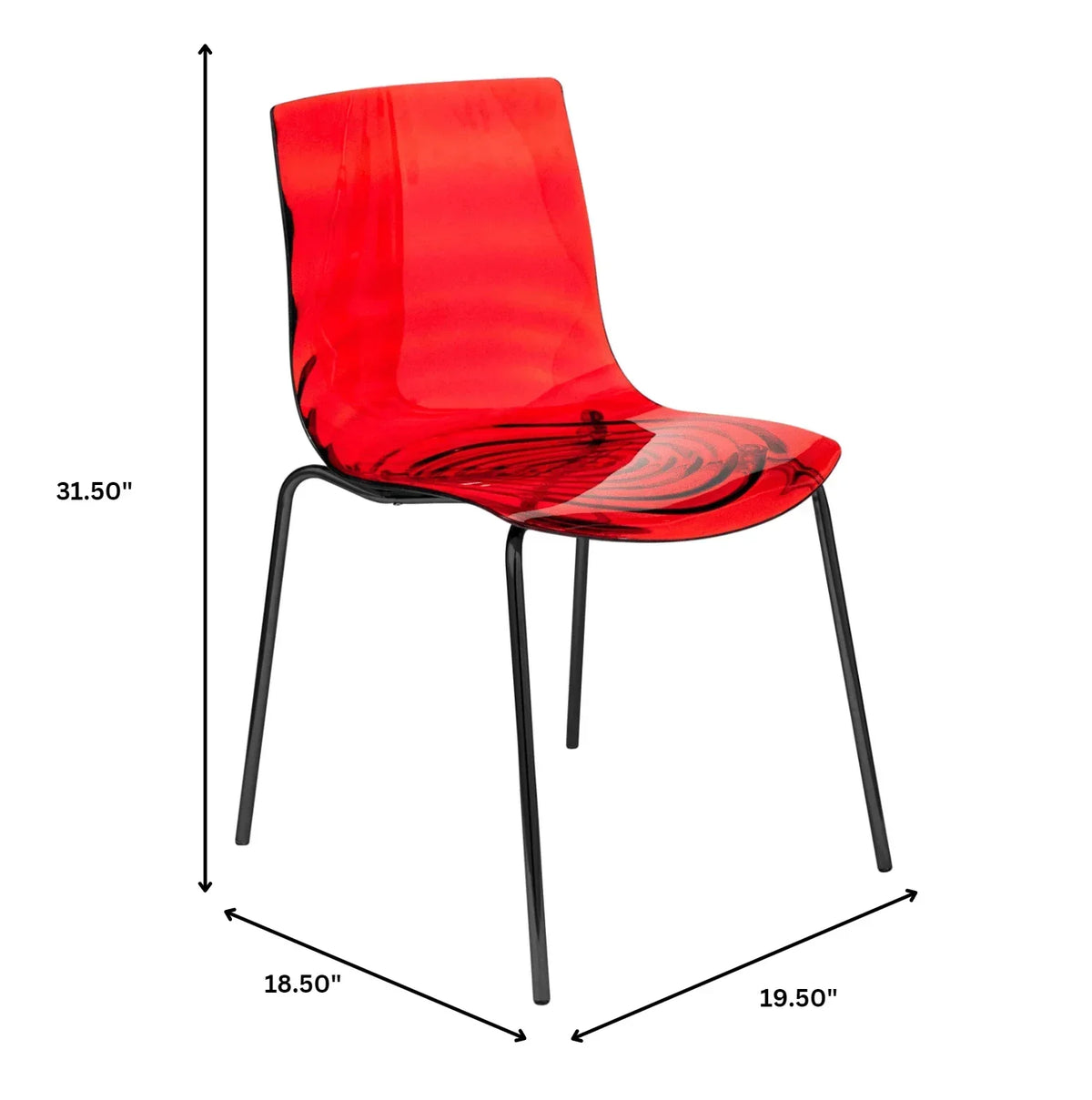 Astor Dining Chair Modern ABS Plastic Side Chair with Stainless-Steel Legs - Elax Furniture