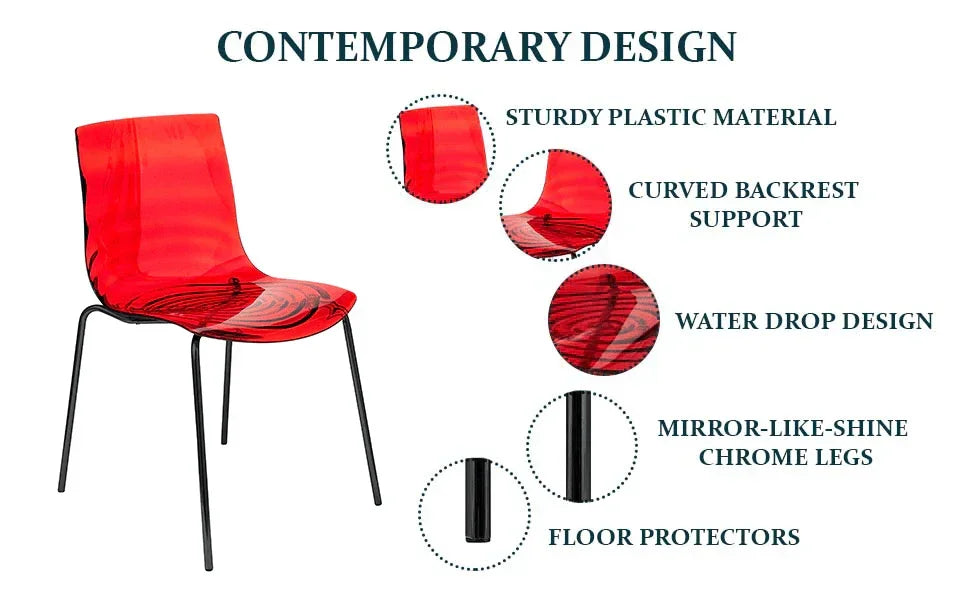 Astor Dining Chair Modern ABS Plastic Side Chair with Stainless-Steel Legs - Elax Furniture