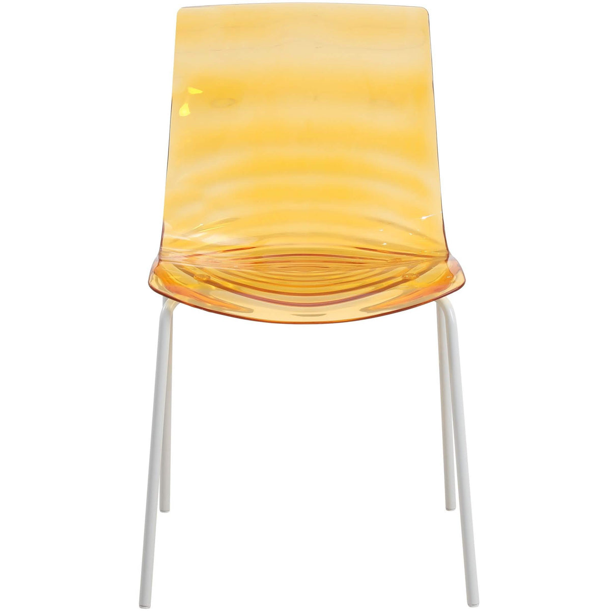 Astor Dining Chair Modern ABS Plastic Side Chair with Stainless-Steel Legs Orange White Dining Chair Leisuremod