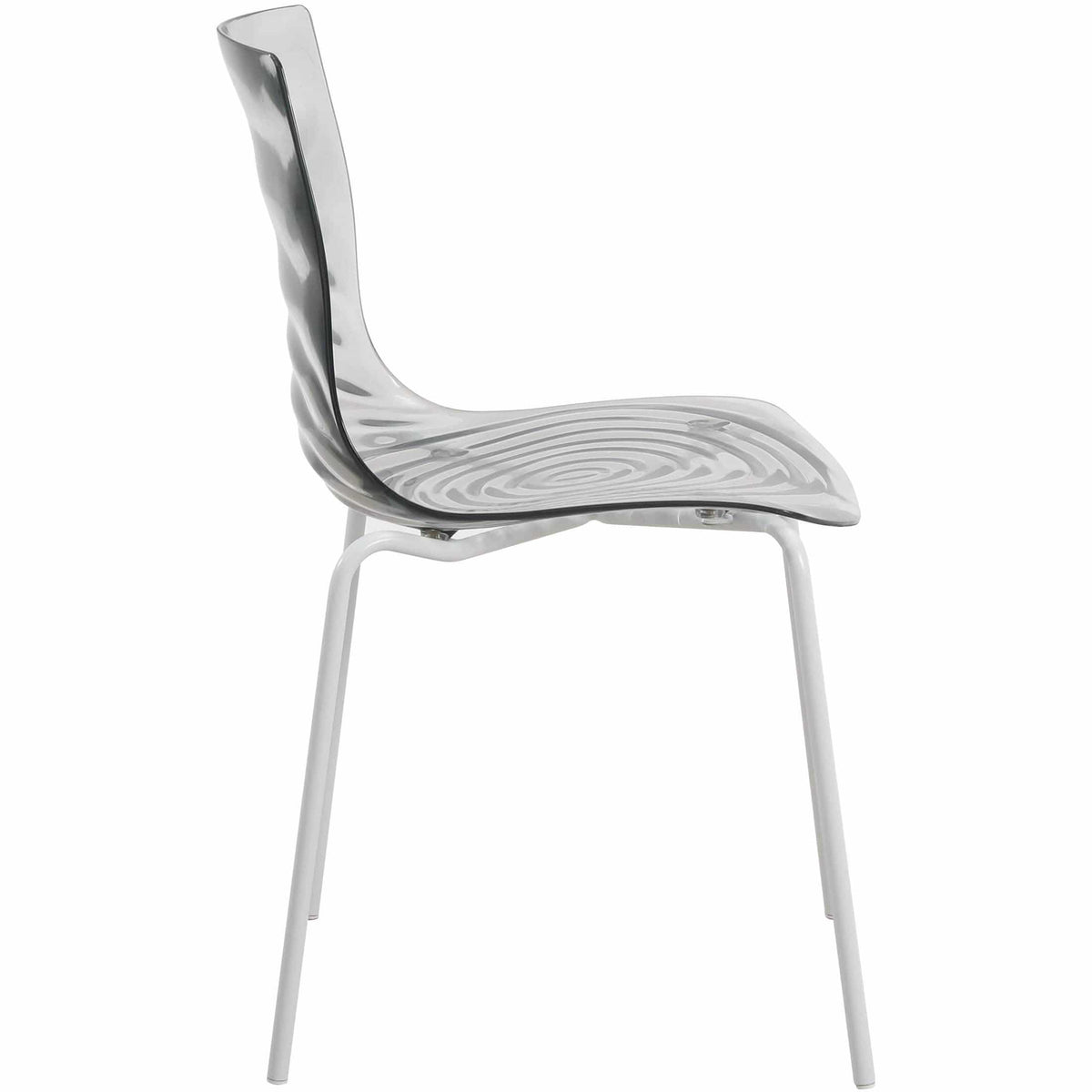 Astor Dining Chair Modern ABS Plastic Side Chair with Stainless-Steel Legs Transparent Black White Dining Chair Leisuremod
