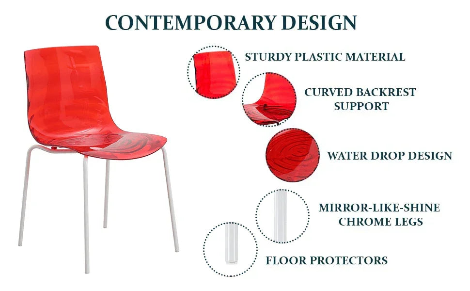 Astor Dining Chair Modern ABS Plastic Side Chair with Stainless-Steel Legs - Elax Furniture