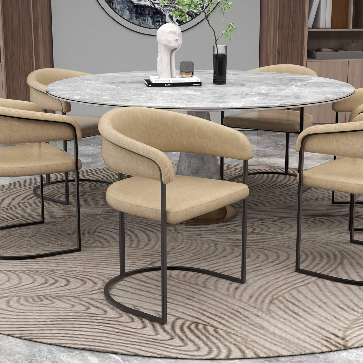 Aero Modern Upholstered Dining Chair with Padded Seat and Powder-Coated Iron Frame Taupe Leather Dining Chair Your Vendor Name
