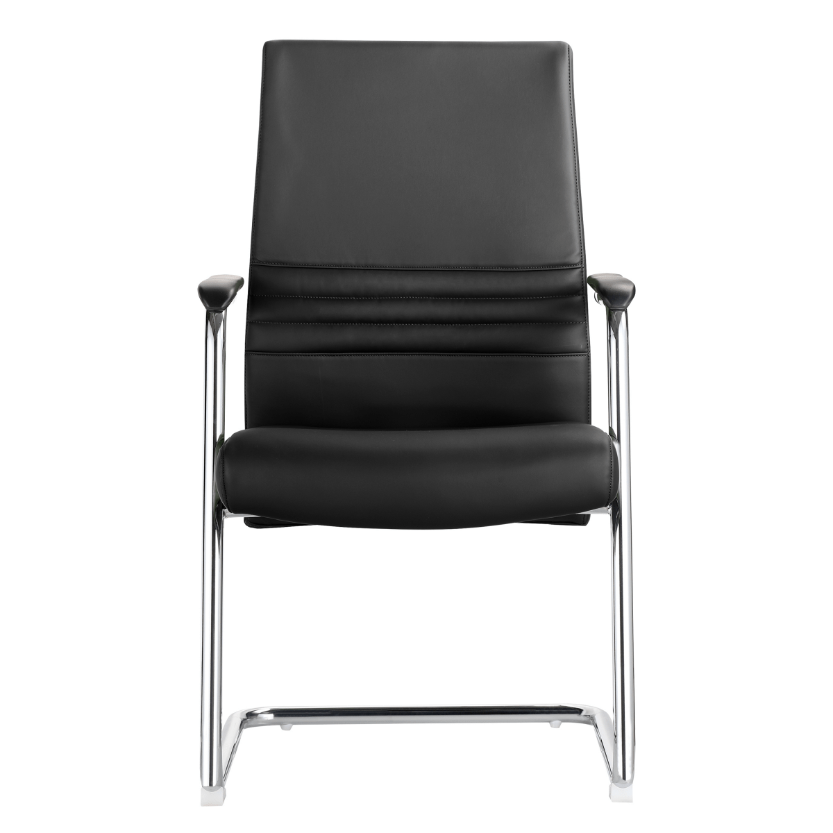 Aleen Office Chair with Upholstered Seat and Metal Armrest Black Office Chair Leisuremod